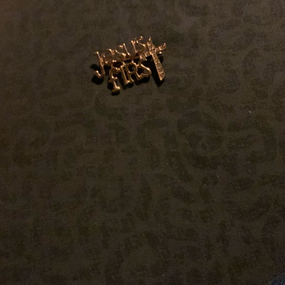 Gold Tone Religious Brooch